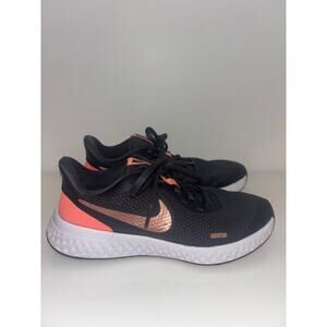 NIKE Revolution Black Gym Running Trainers Shoes US 5 Y UK4 Youth Rosegold Pink